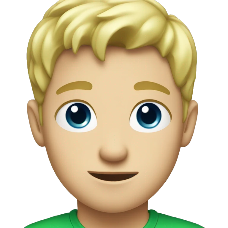Blue eyed blonde boy in green shirt emoji