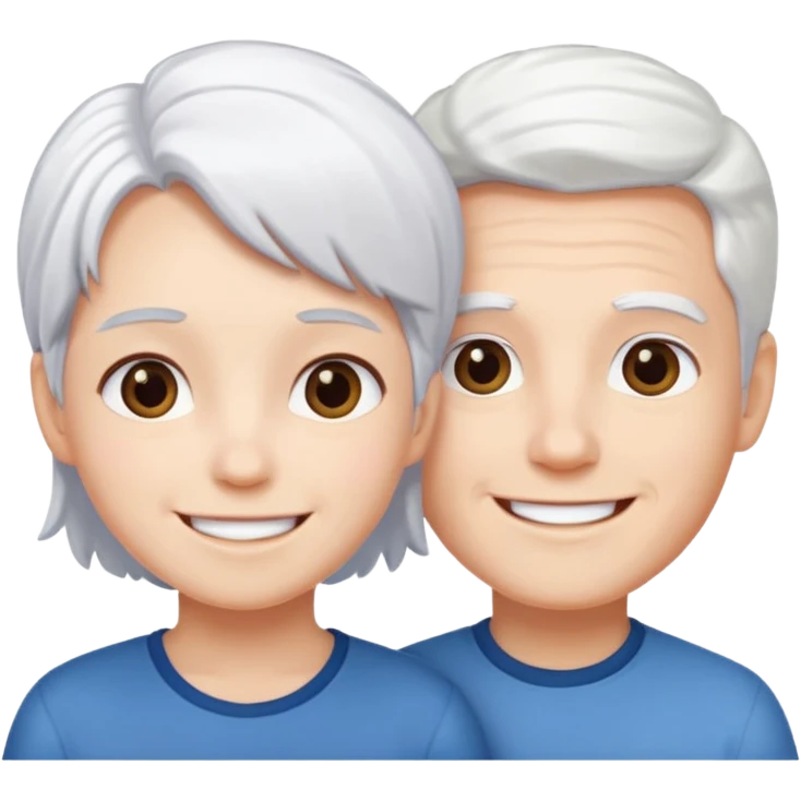 pure white hair, cute Boy girl emoji