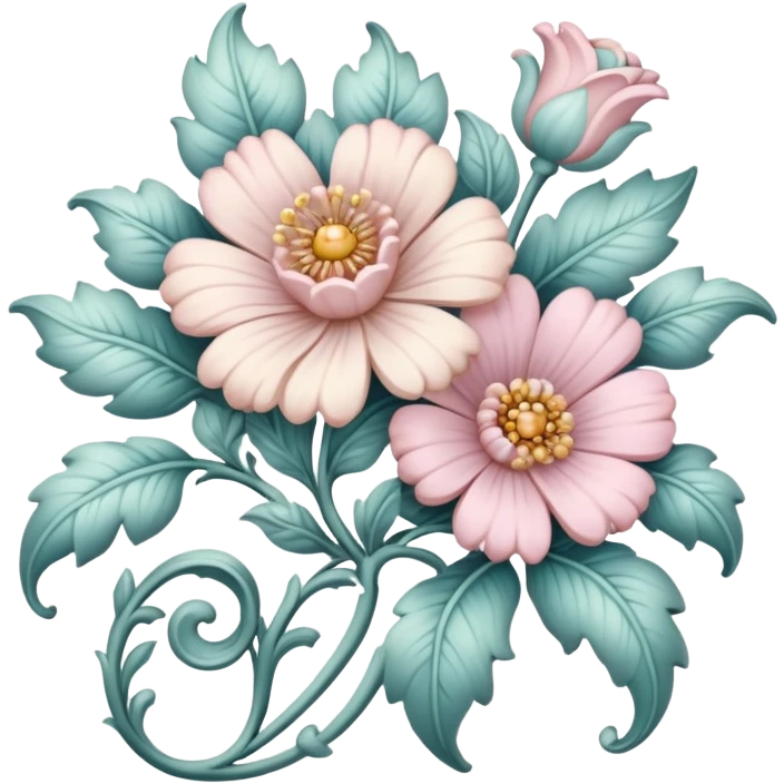 rococo flower in pastel colors emoji