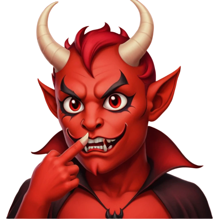 Creppy devil and shushing someone  🤫 like there figer over there mouth  like there lip is closed and the figers over emoji
