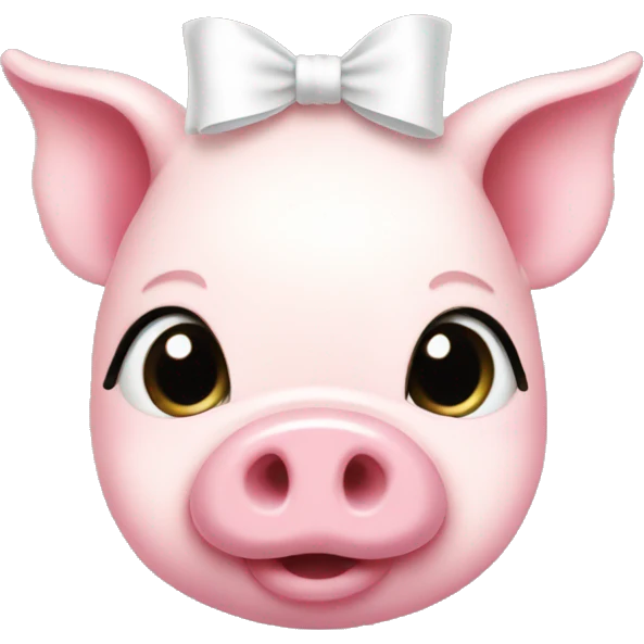 Cute Pink girl pig with a white bow  emoji