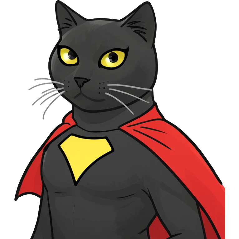 Black cat dressed as superhero  emoji