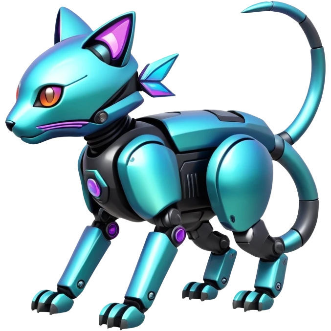  exotic tropical iridescent cyber-Protogen-Fakémon-Pokémon-Vernid-robot-feline-creature emoji