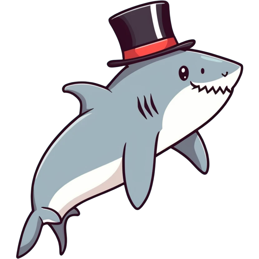 Shark with a top hat emoji