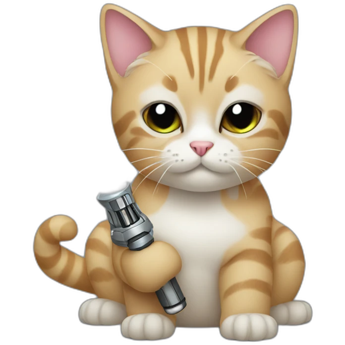 Cat with a lightsaber emoji