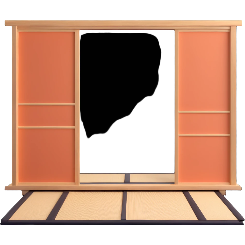traditional Japanese house with wooden structure, sliding shoji doors, and tatami mat flooring emoji