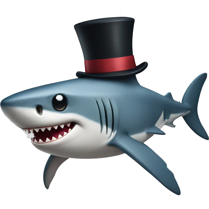 Shark with a top hat emoji