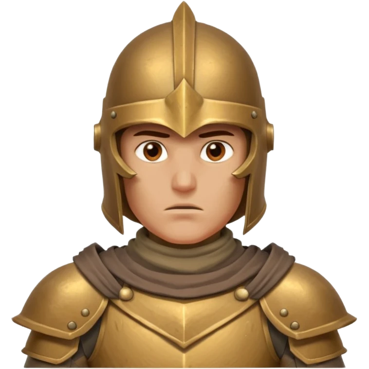 armored desert guardian portrait, head and shoulders only, bronze helmet, desert cape collar, battle-worn armor, strong expression, 3D cartoon, mobile game icon style, clean background, no text, no watermark
 emoji