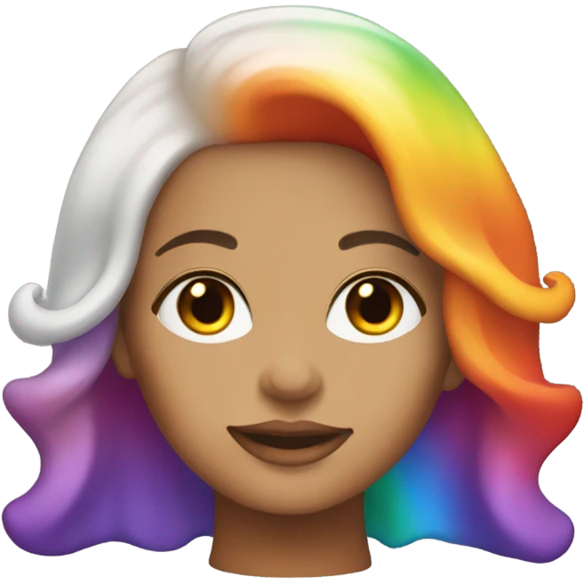 Beautiful white woman with fire rainbow ombré hair emoji
