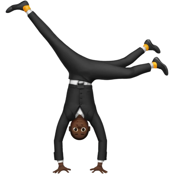 black dressed man handstand emoji