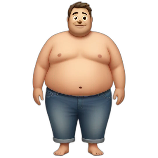 fat guy with big belly without shirt emoji