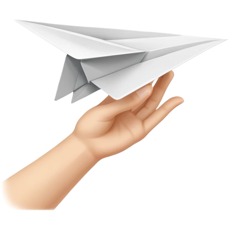 hand throwing a paper airplane, fun and dynamic emoji