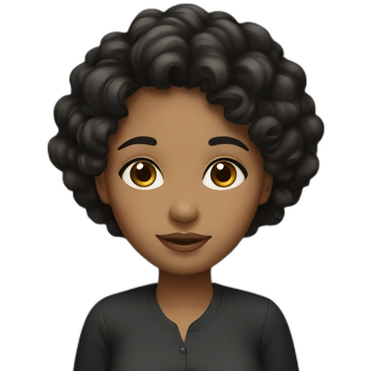 slightly curly black haired girl emoji