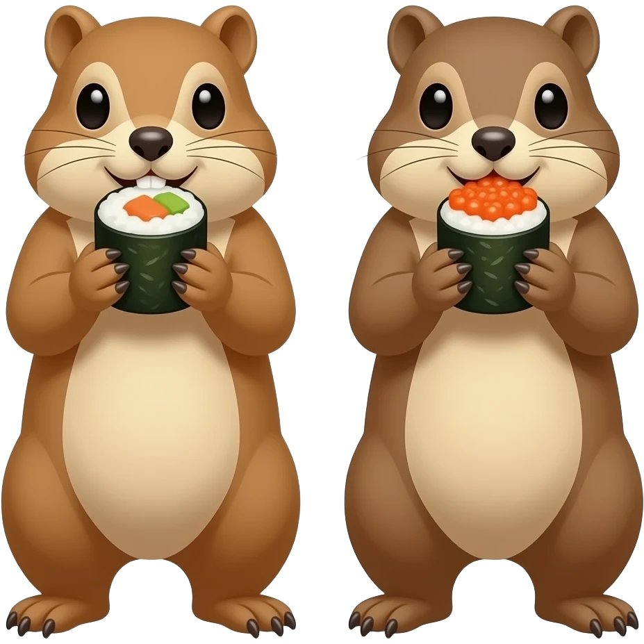 2 Marmottes qui mange sushi emoji