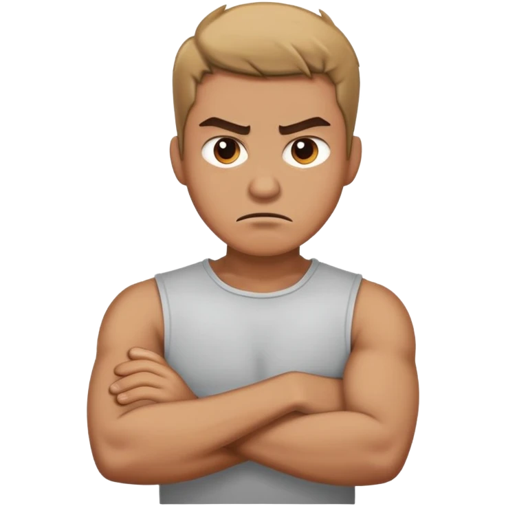 a guy with crossed arms around his neck who is angry emoji