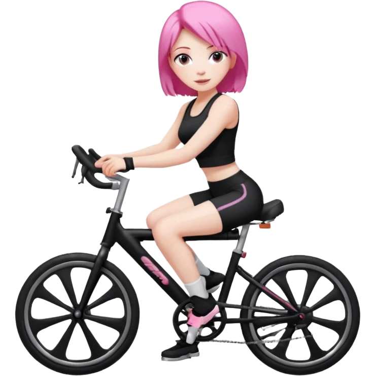 Bicycles Ergonomic bicycle of gym: seated white woman with hair black clothes pink emoji