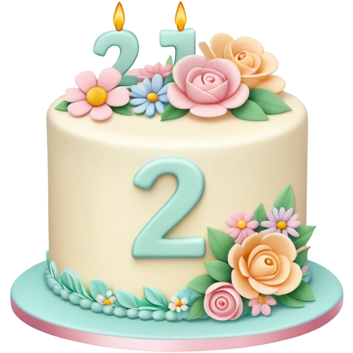 make a floral pastel cake that is aesthetic with the number 20 on it emoji