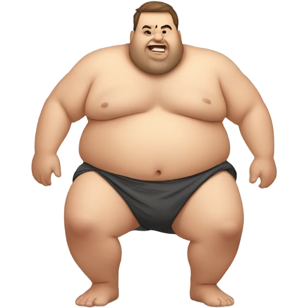 Fat man shirtless crawling on floor emoji