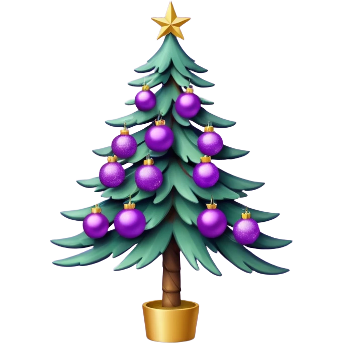 pine with purplke christmas decorations emoji