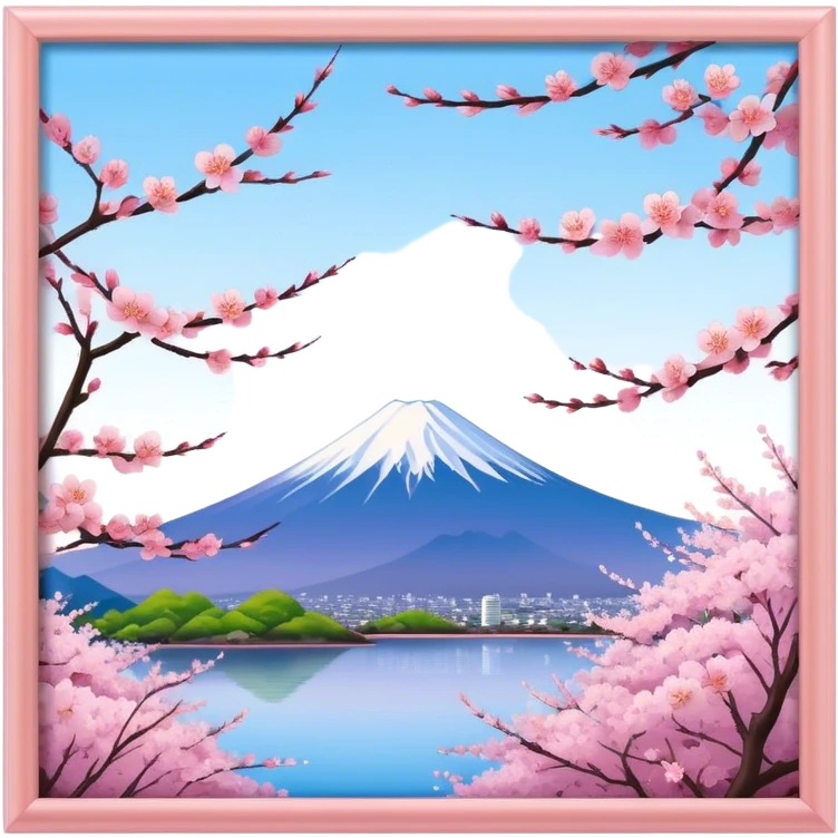 Cherry blossom scenery, Mount Fuji emoji
