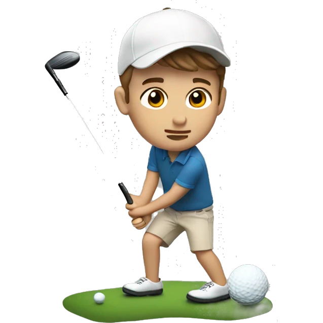 White Boy with brown hair playing golf but falling emoji