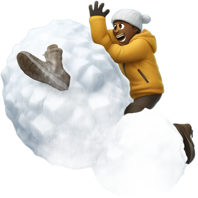 Guy rolling into a snowball down a mountain  emoji