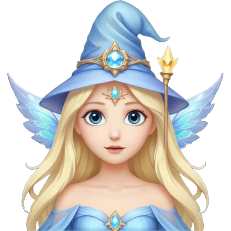 A pale blue eye blonde celestial fairy witch emoji