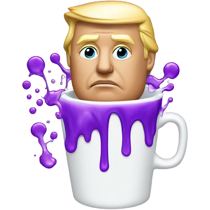 donald trump with purple liquid spilling out of white cup emoji