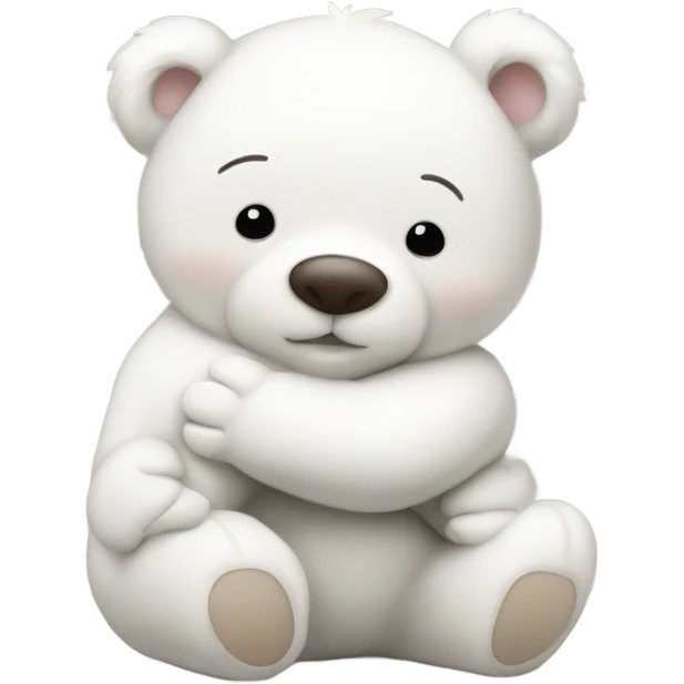 Happy white momma teddy bear hugging a happy baby bear emoji