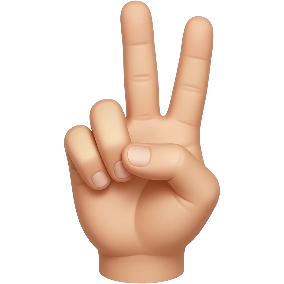 Three fingers like a peace sign with the thumb up emoji