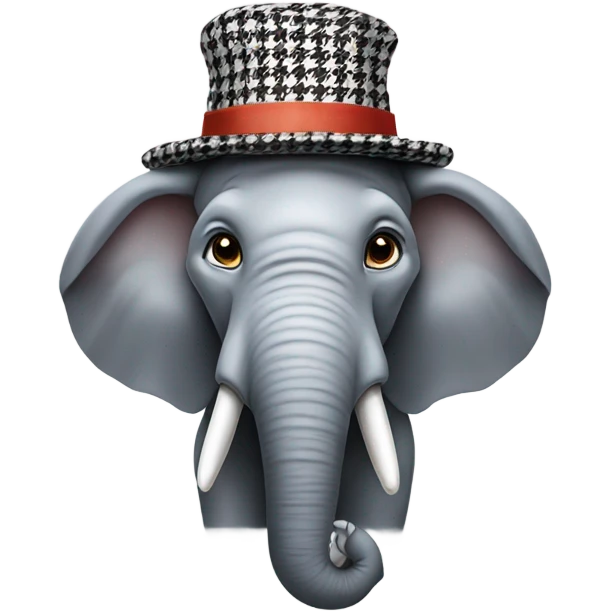 Elephant with a houndstooth hat emoji