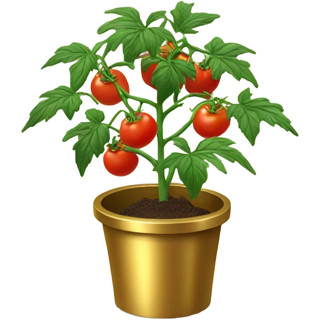 Tomato plant with tomatoes on in a gold pot emoji