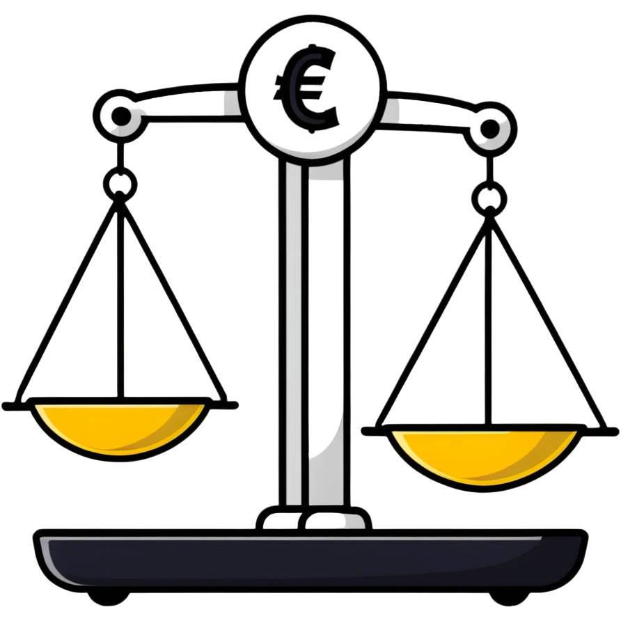 balance scale with euro symbols on the plates emoji