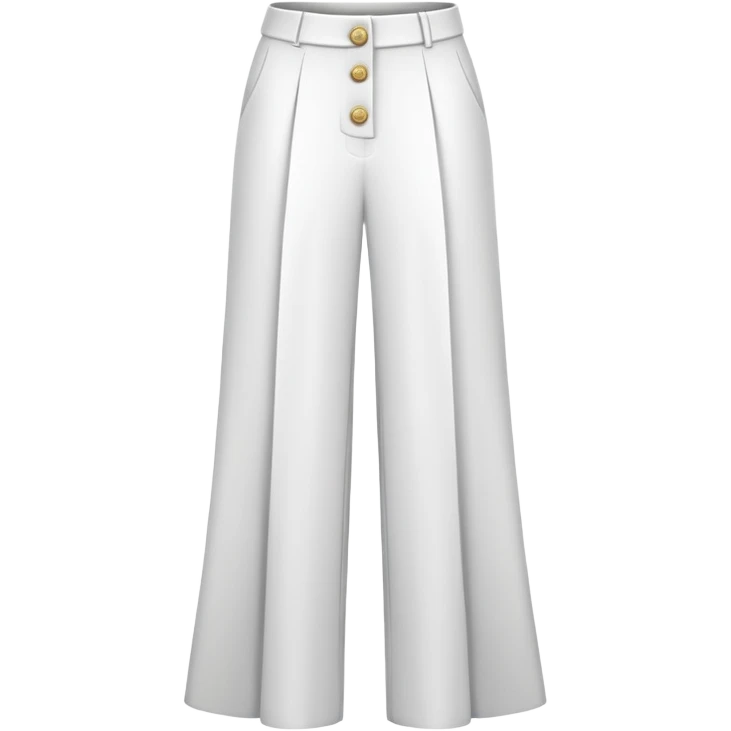 only the white palazzo pants garment, moderate wide leg dress pants, formal with button, isolated flat lay, no human, no model, just the clothing item on white background emoji