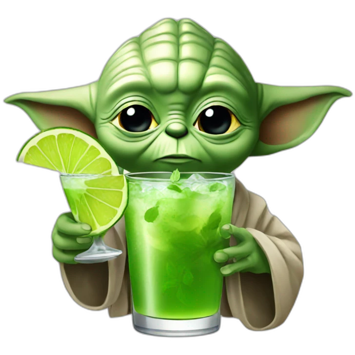Yoda drinking mojito emoji