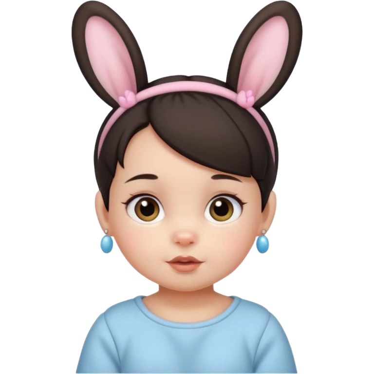 bunny ear accessory wearing baby dark haired bun emoji