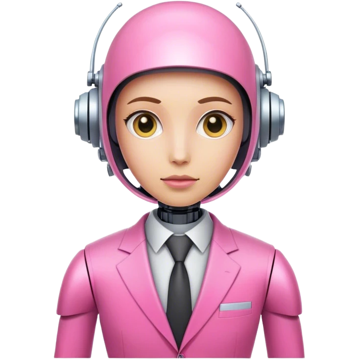 very human-looking like robot offie worker in intensive pink color suit emoji