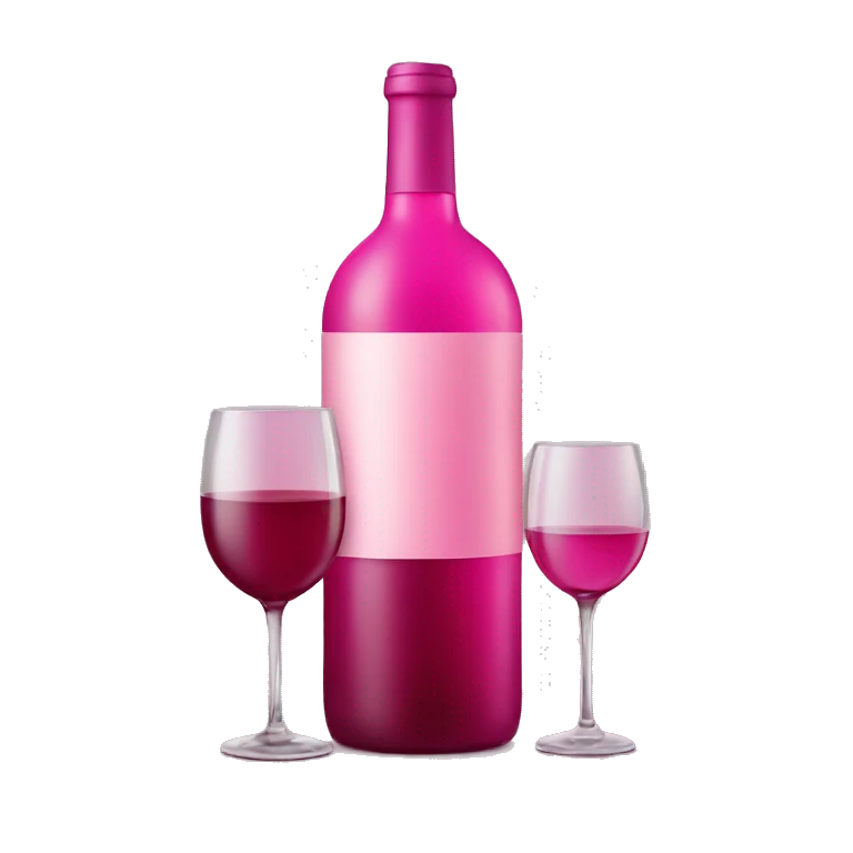 Pink wine bottle and small wine glass emoji