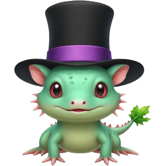 green axolotl with magician hat emoji