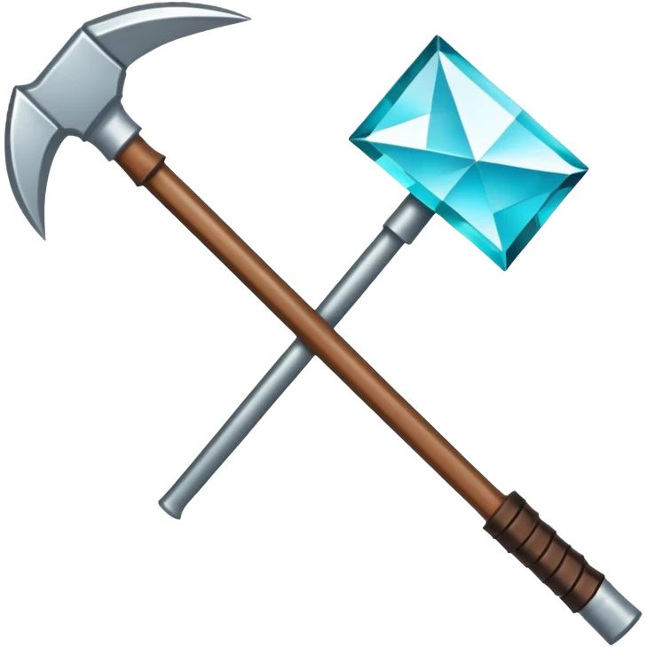 Minecraft diamond pickaxe with brown handle emoji