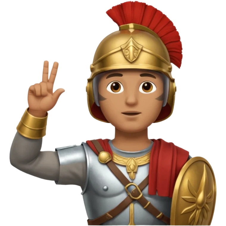 an ancient roman republic soldier doing a salute where he points all his fingers to the sky straight with his right hand like a WW2 german salute emoji