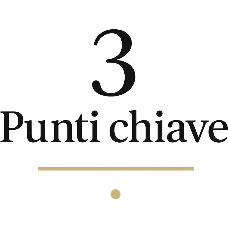 text '3 Punti chiave' in modern font with typographic accent, black and gold, minimal decoration like a line or dot, suitable for professional presentations emoji