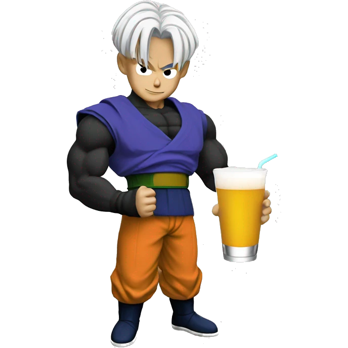 Trunks from dragon ball z holding a drink  emoji