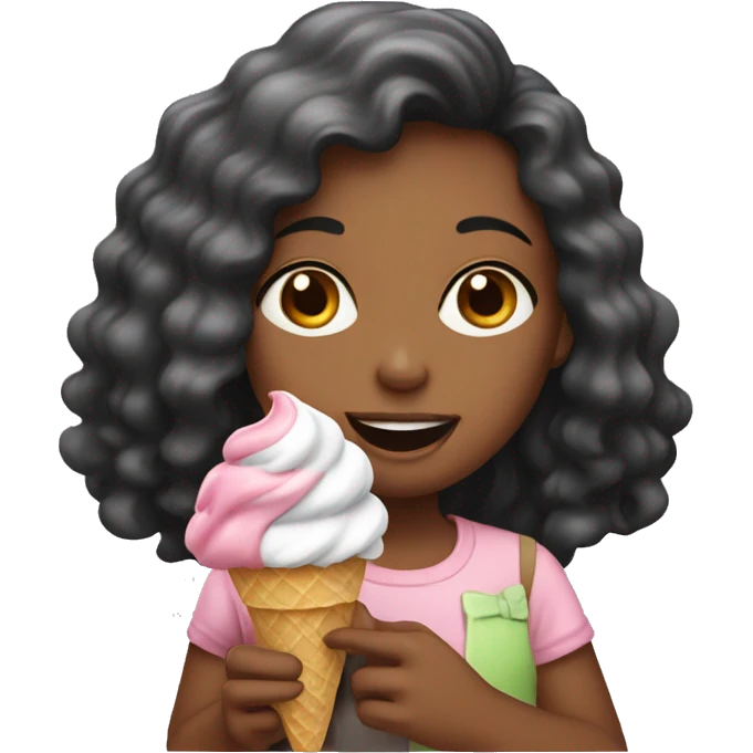 Girls eating ice cream with her friends emoji