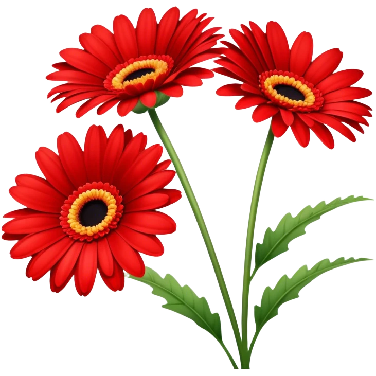 single Bright Red Gerbera Daisy, straight stem emoji