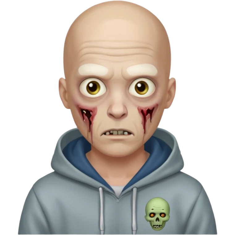 bald zombie with "VOVA MALTSEV" hoodie emoji