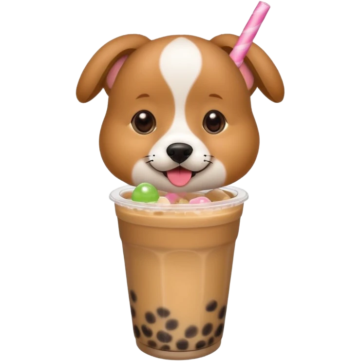dog drinks bubble tea emoji