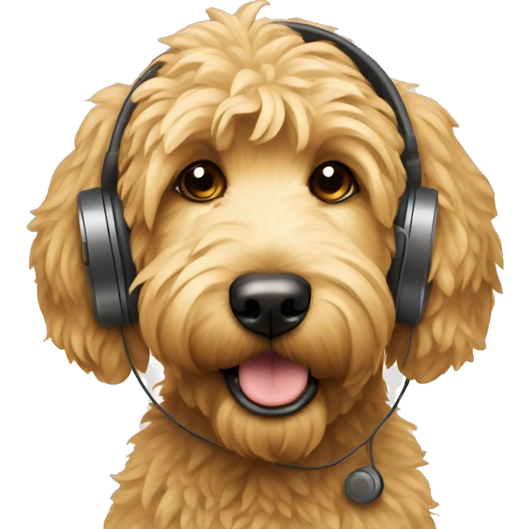 Golden doodle with headphones emoji