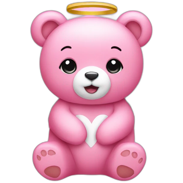 A Pink bear with angel wings emoji