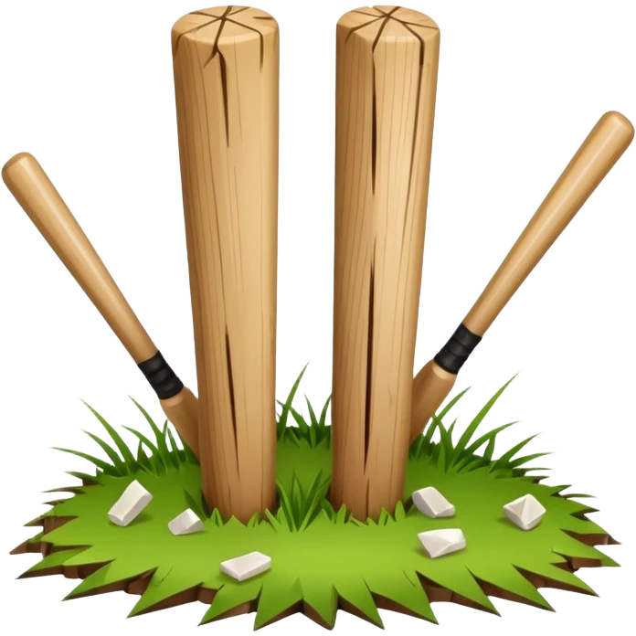 real cricket stumps hit by single ball emoji